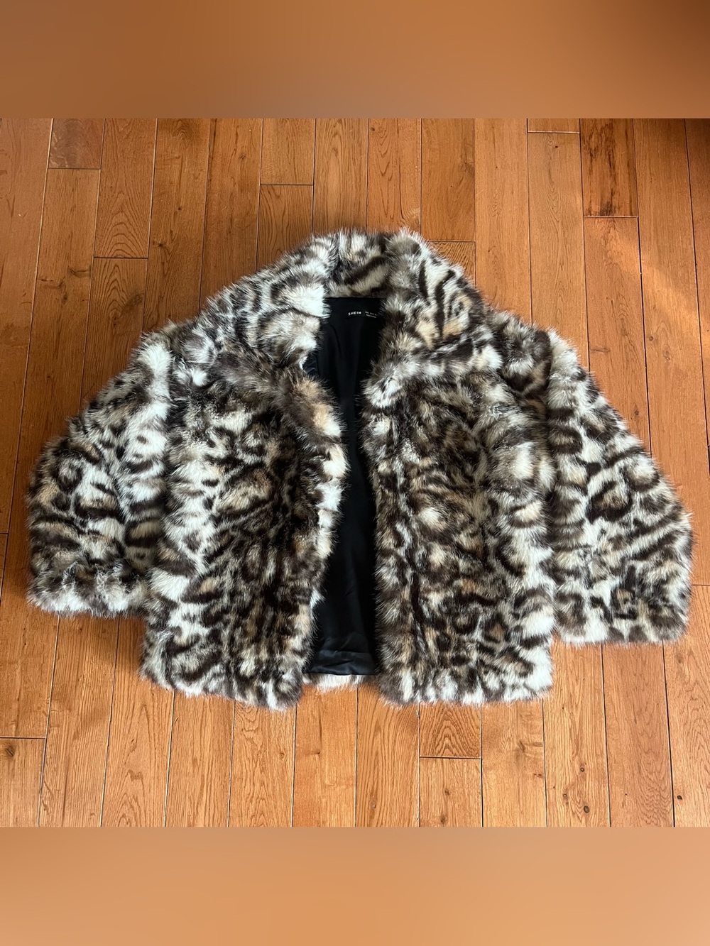 SHEIN Faux Fur Leopard-Pattern Jacket - Size Small